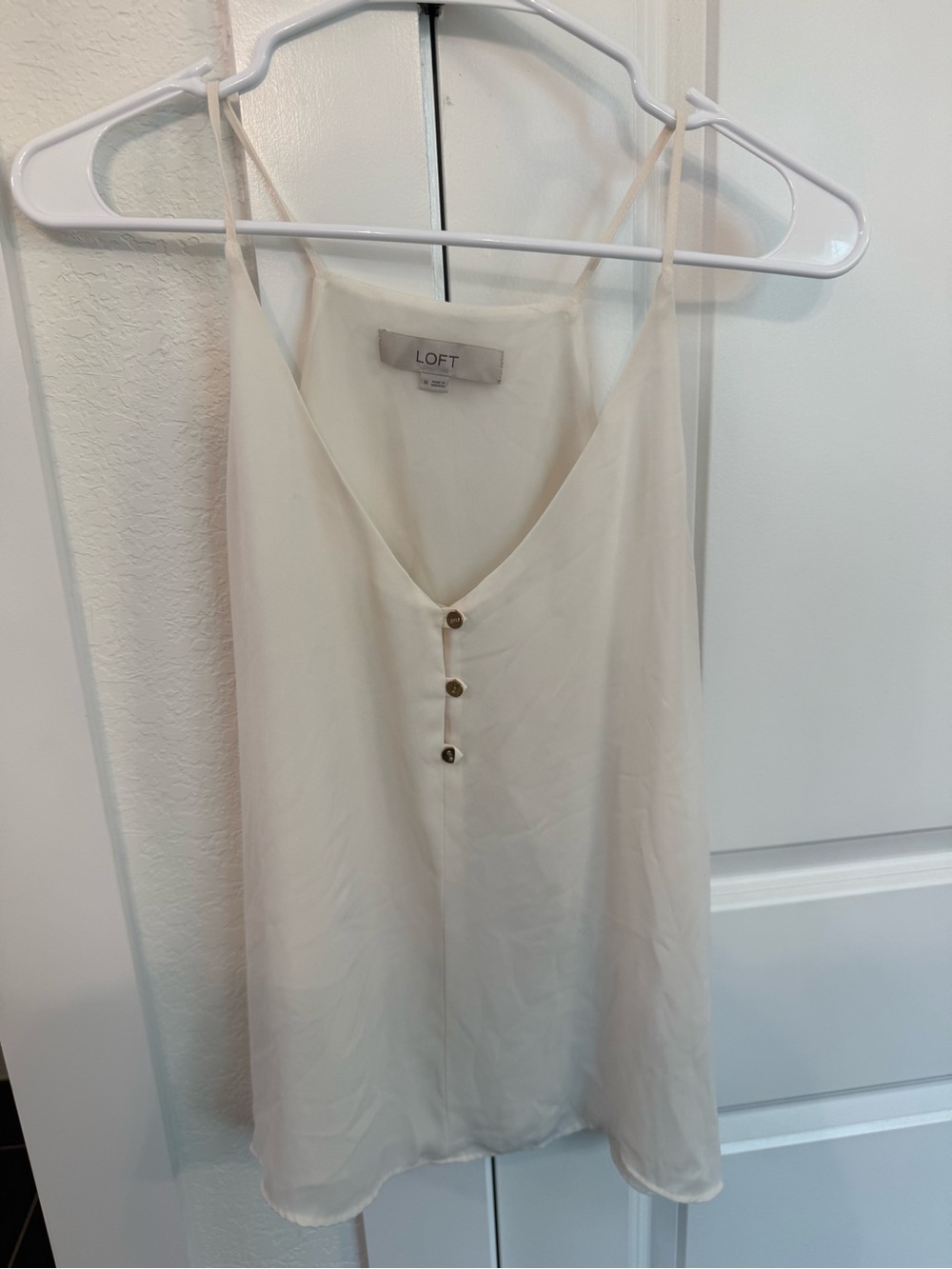 LOFT Ivory Satin-Look Spaghetti Strap Camisole
